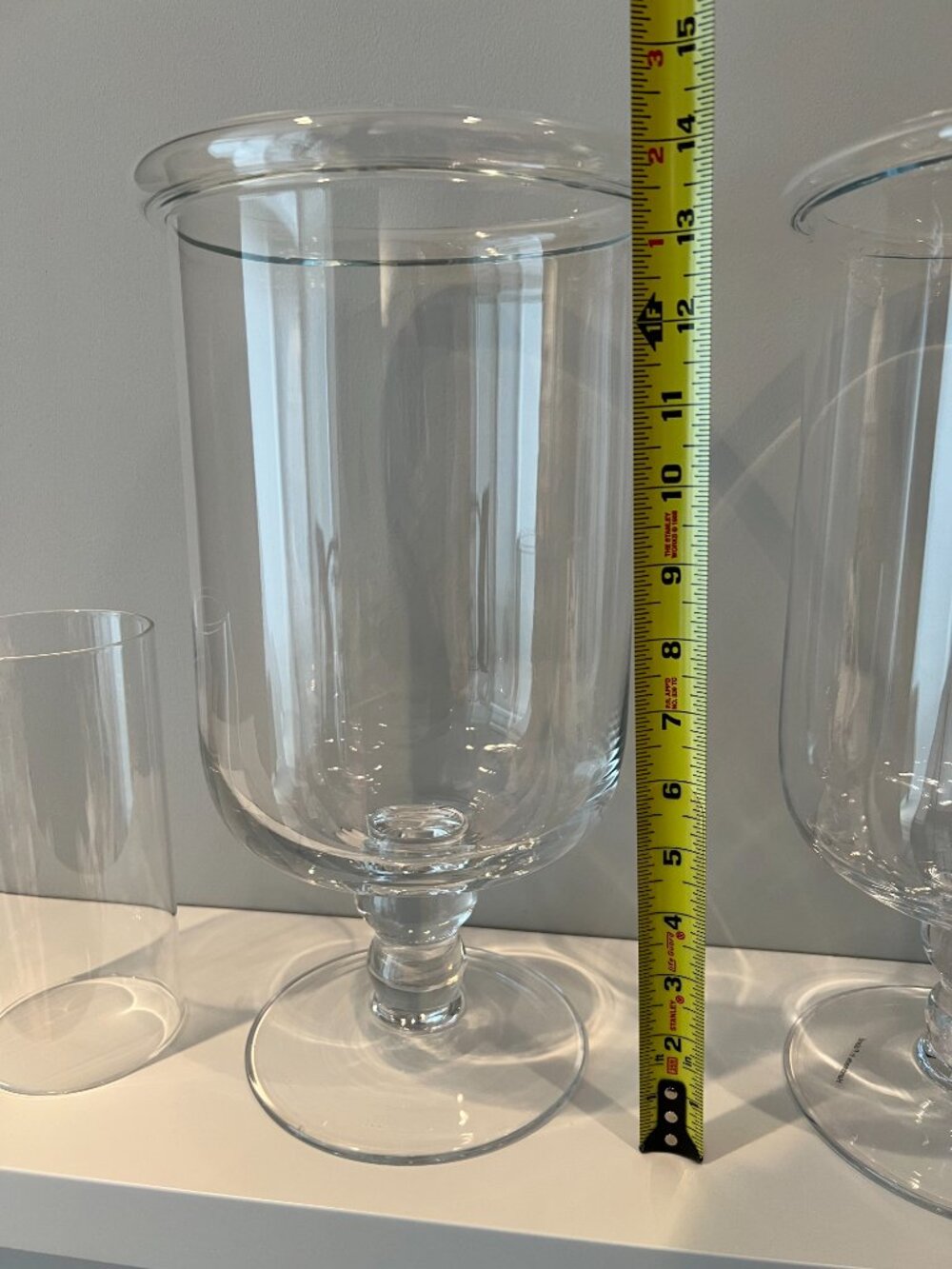 WILLIAMS SONOMA | Glass Hurricanes (Pair) with Candle Sleeves - Picture 4 of 8